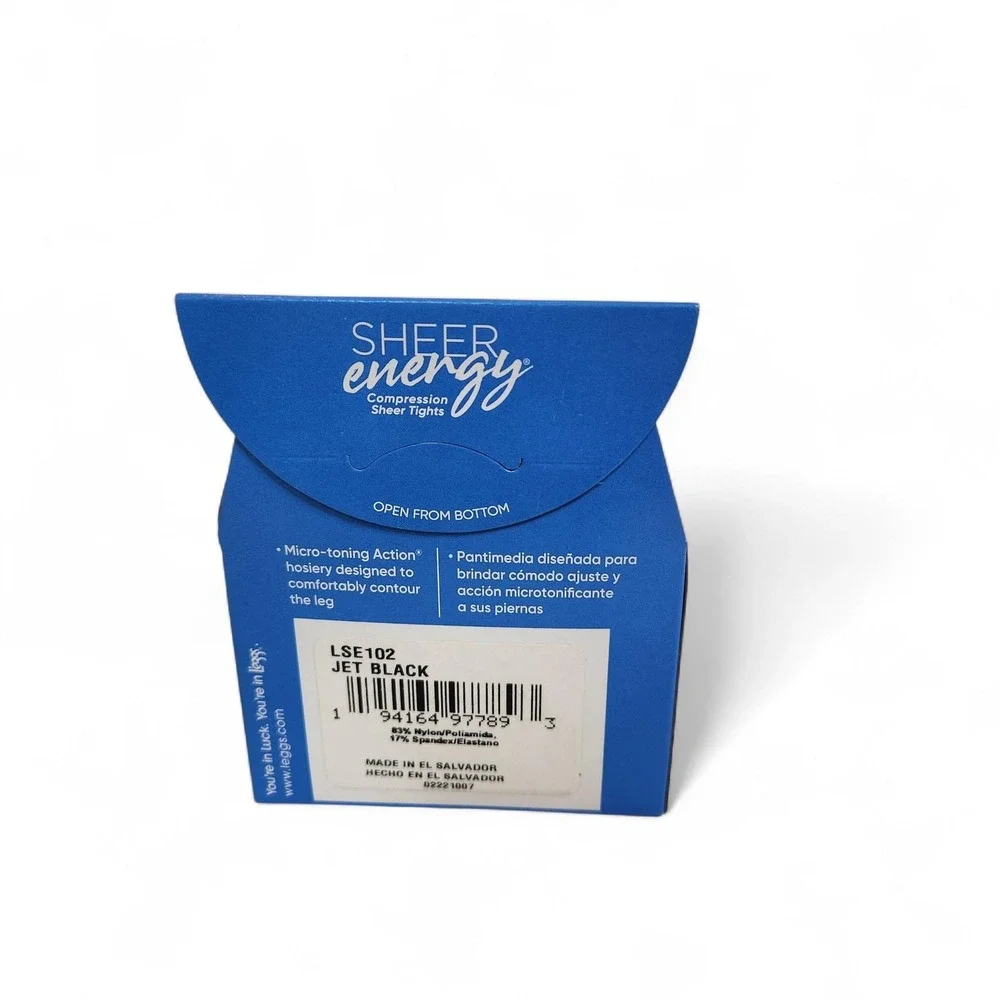 L'EGGS Pantyhouse A Jet Black‎ Sheer Energy Compression Medium Support Hosiery